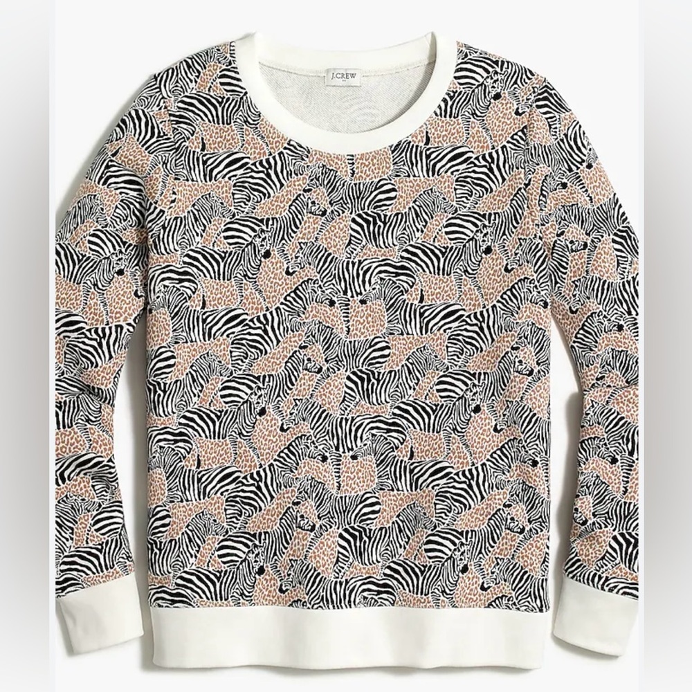 J Crew Zebra Animal Safari Sweatshirt XS Crewneck